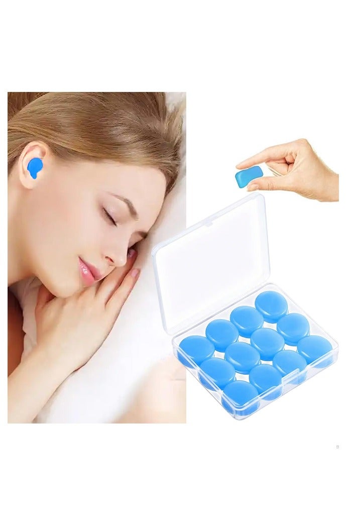 Arabest 6 Pairs Ear Plugs for Sleeping Swimming, 32dB NRR Reusable Silicone Soft Moldable Noise Cancelling Waterproof Sound Blocking Earplugs for Snoring, Working, Airplanes, Shooting, Musicians (Blue) - Image 1