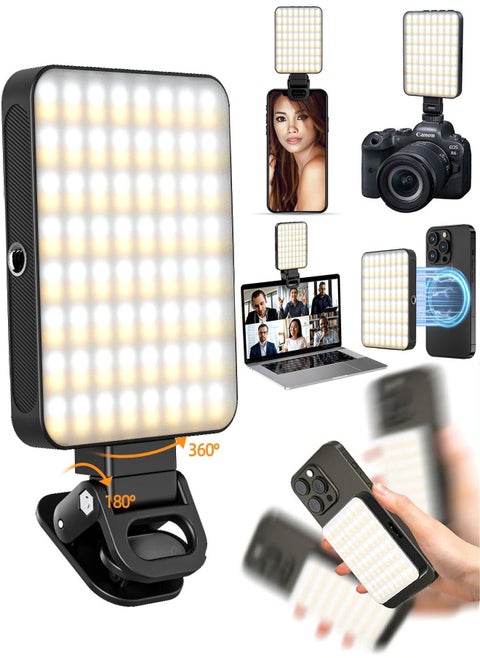 Magnetic Photography Light Clip on Phone Laptop,Video Light,Portable LED Camera Fill Light Panel,Pocket LED Phone Light,Dimmable 3 Lighting Effects,Rechargeable LED Lighting for Video Conference,TikTok,Youtube