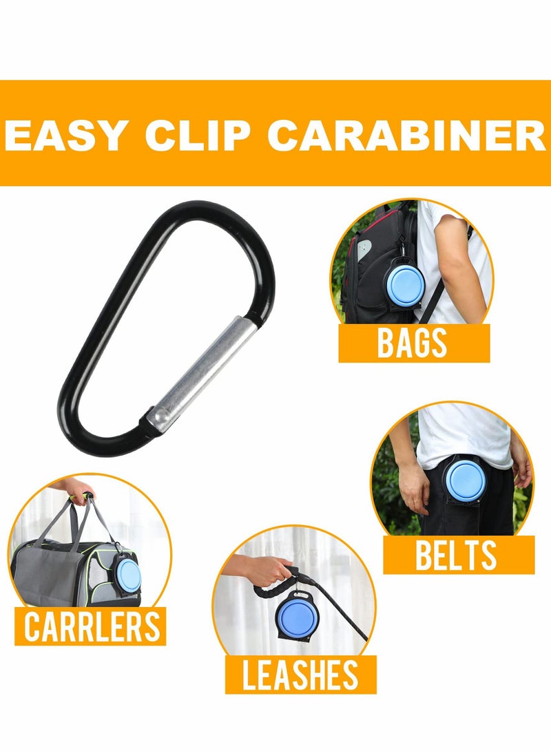 SYOSI Collapsible Dog Bowls, Portable Travel Pet Feeder Bowl, 2 in 1 Expandable Silicone Pet Food & Water Double Bowl, Cat Feeder Dish with Carabiner for Walking, Traveling, Hiking, Camping（Blue） - Image 3