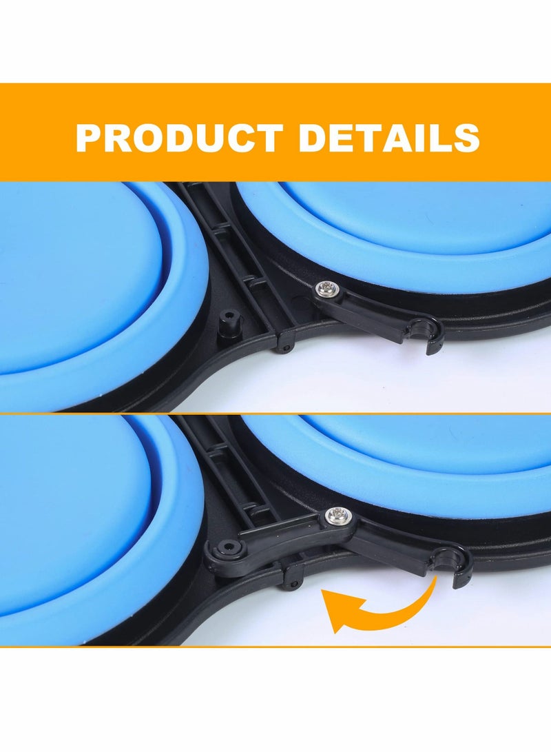SYOSI Collapsible Dog Bowls, Portable Travel Pet Feeder Bowl, 2 in 1 Expandable Silicone Pet Food & Water Double Bowl, Cat Feeder Dish with Carabiner for Walking, Traveling, Hiking, Camping（Blue） - Image 2