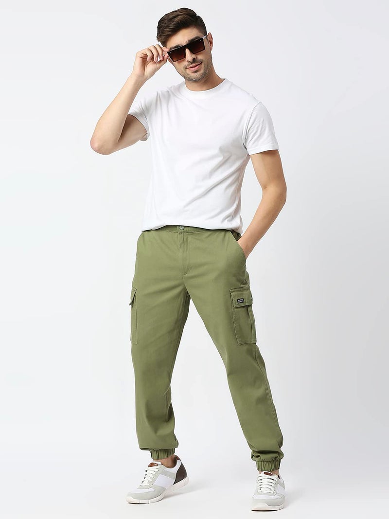 Thomas Scott Men's Solid Slim Fit Trouser Olive - Image 2