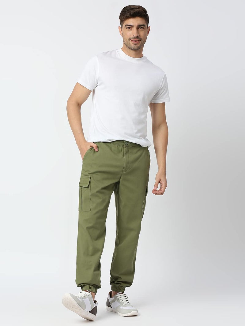 Thomas Scott Men's Solid Slim Fit Trouser Olive - Image 3