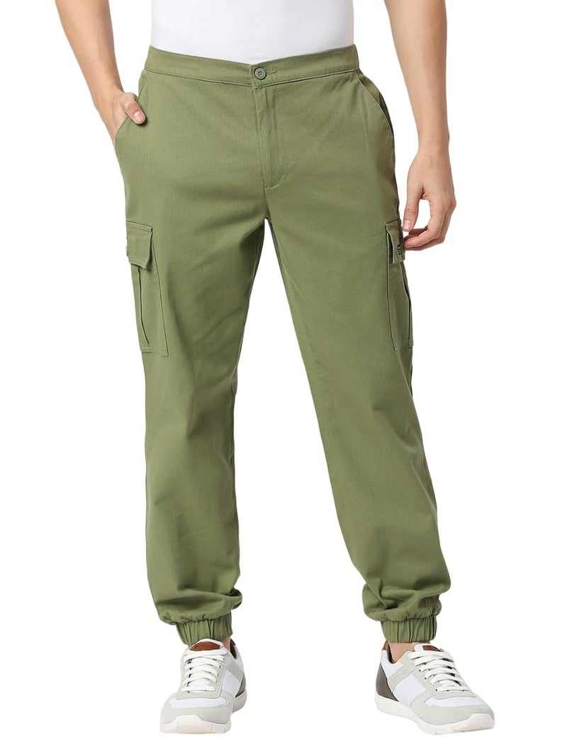 Thomas Scott Men's Solid Slim Fit Trouser Olive - Image 5