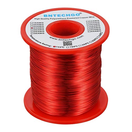 BNTECHGO 24 AWG Magnet Wire - Enameled Copper Wire - Enameled Magnet Winding Wire - 1.0 lb - 0.0197" Diameter 1 Spool Coil Red Temperature Rating 155℃ Widely Used for Transformers Inductors - Image 2