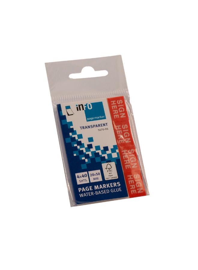 5670-06 Sticky Page Markers, "Sign Here", 20x50 mm., 40 Sheets, 4 Pads