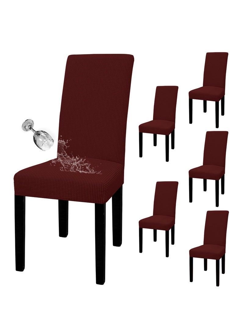 Easy-Going EasyGoing 100 Waterproof Dining Room Chair Cover Set of 6 Stretch Jacquard Parson Chair Slipcover Removable Washable Chair Protector for Home Restaurant Banquet Large Wine 