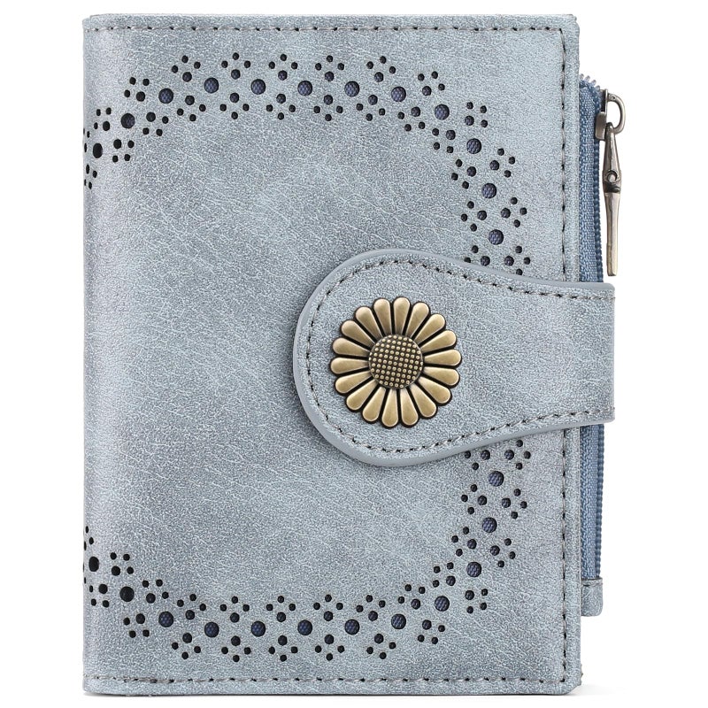 SENDEFN Small Wallets for Women Bifold RFID Blocking Leather Card Holder Compact Wallet with Zipper Coin Pocket - Image 1