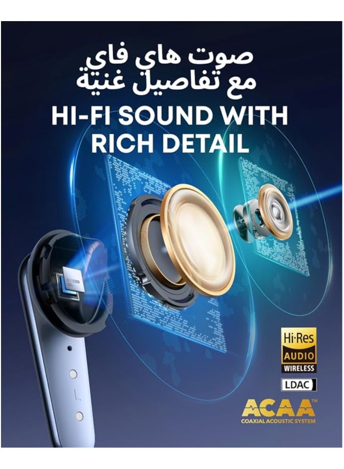 Soundcore Liberty 4 Pro by Anker, Noise Cancelling Wireless Earbuds, 7-Sensor and Real-Time Adaptive Noise Cancelling, 2× Faster Charging, Studio-Level Hi-Fi Music, Clear Calls with 9 Mics and AI Glossy Light Blue - Image 5