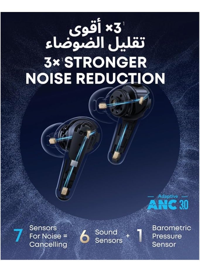 Soundcore Liberty 4 Pro by Anker, Noise Cancelling Wireless Earbuds, 7-Sensor and Real-Time Adaptive Noise Cancelling, 2× Faster Charging, Studio-Level Hi-Fi Music, Clear Calls with 9 Mics and AI Glossy Light Blue - Image 3