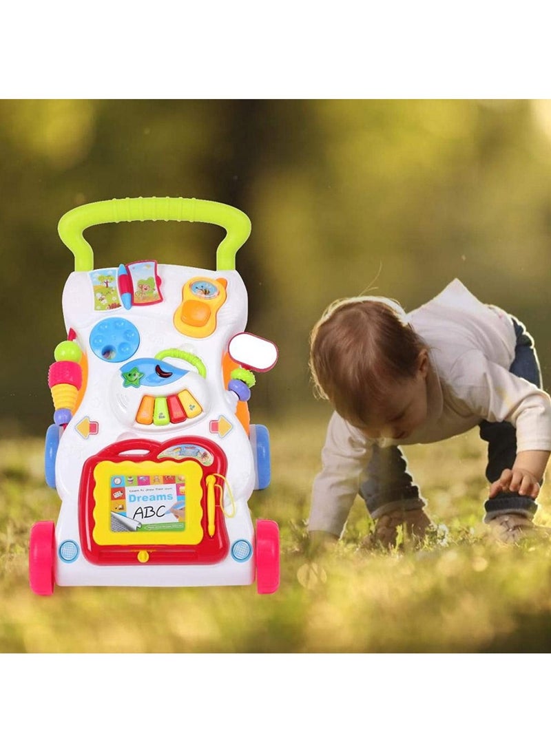 HUNGER Sit-to-Stand Learning Walker Tenlso Baby Walking Toys,Push Pull Toys - Adjust Speed, Non-Slip, Prevention O-Leg With Music,Mirror,Book  - Image 2