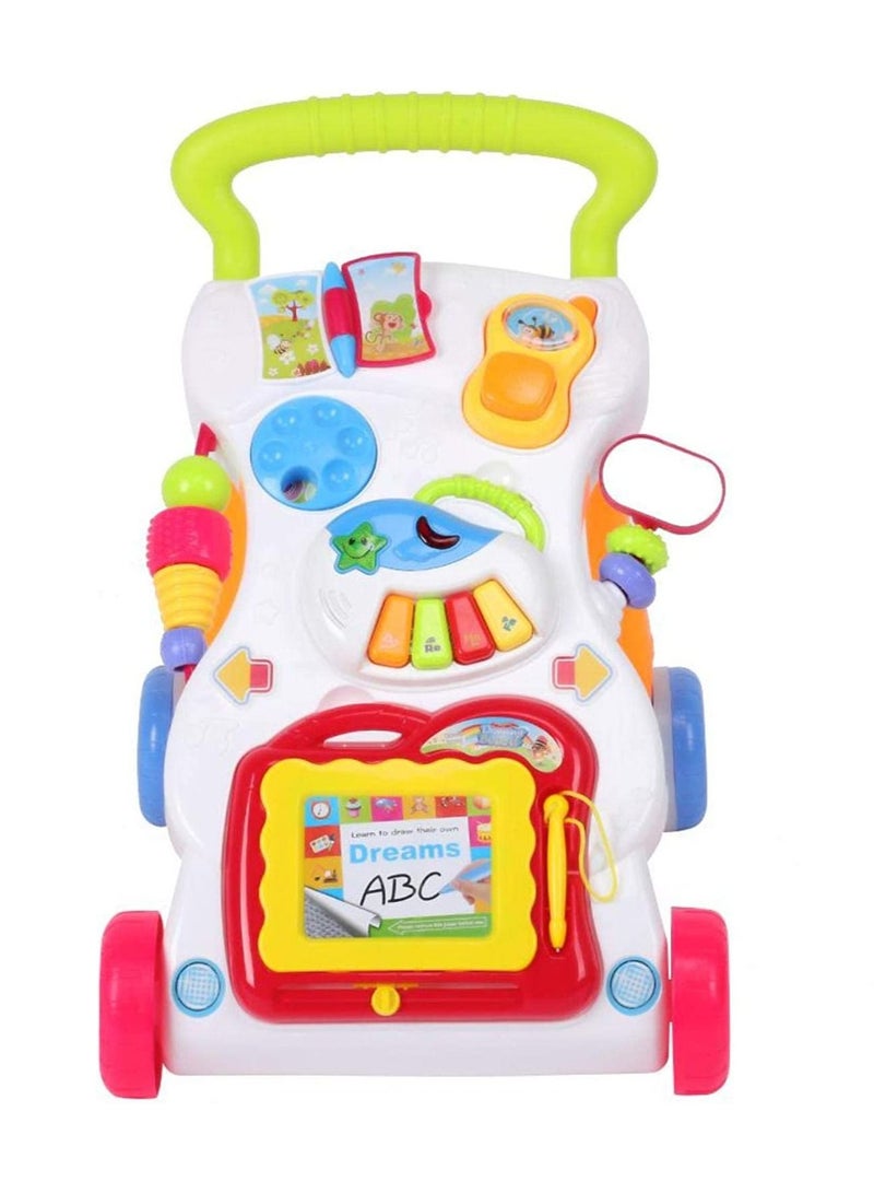 HUNGER Sit-to-Stand Learning Walker Tenlso Baby Walking Toys,Push Pull Toys - Adjust Speed, Non-Slip, Prevention O-Leg With Music,Mirror,Book  - Image 1