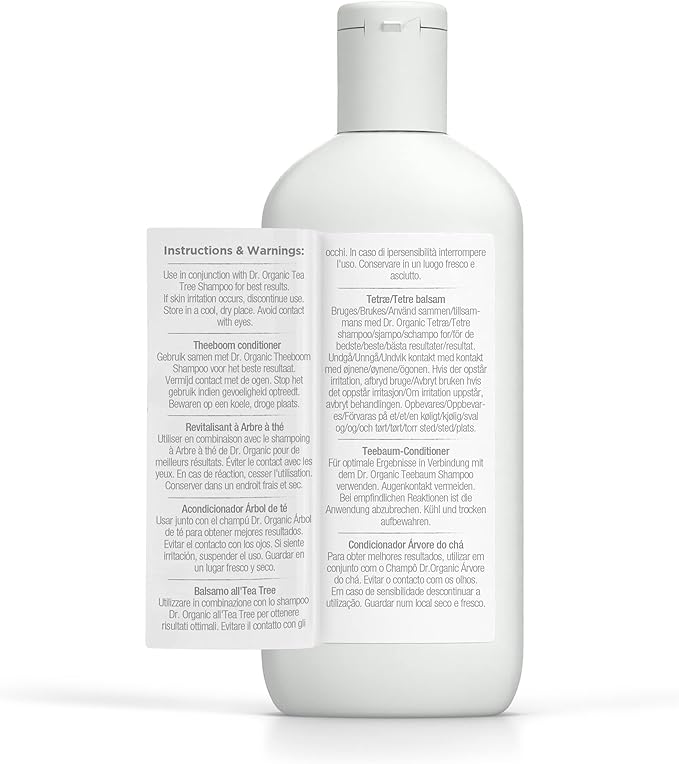 dr.organic Dr Organic Tea Tree Conditioner Purifying Oily Roots Scalps Mens Womens Natural Vegan CrueltyFree Paraben SLSFree Certified Organic 265ml Packaging may vary - Image 3