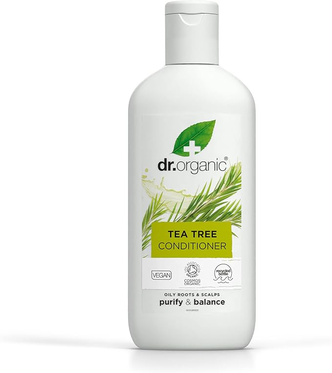 dr.organic Dr Organic Tea Tree Conditioner Purifying Oily Roots Scalps Mens Womens Natural Vegan CrueltyFree Paraben SLSFree Certified Organic 265ml Packaging may vary - Image 1