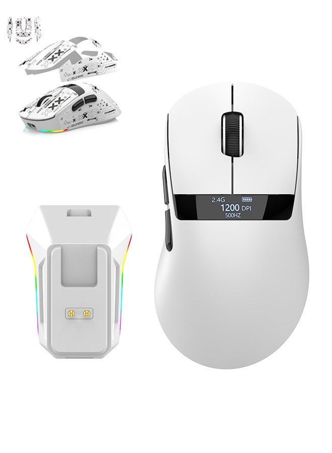 XUNFOX H9 Pro Lightweight Wireless Gaming Mouse with RGB Charging Dock,Tri-Mode-2.4G/USB-C Wired/BT,12K DPI,PAW3311 Optical Sensor with Anti-slip mouse Grip Tape for PC/Laptop/Mac - Image 1