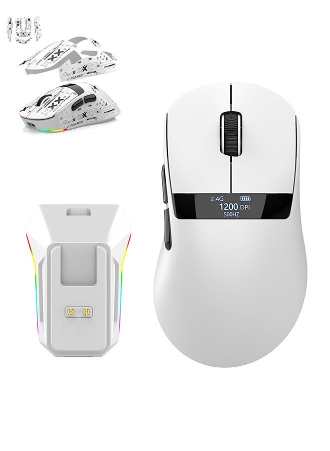 زونفوكس ماوس ألعاب لاسلكي خفيف الوزن H9 Pro مع قاعدة شحن RGB، وضع ثلاثي - 2.4 جيجاهرتز/USB-C سلكي/بلوتوث، 12 ألف نقطة في البوصة، مستشعر بصري PAW3311 مع شريط قبضة ماوس مضاد للانزلاق لأجهزة الكمبيوتر الشخصية/الكمبيوتر المحمول/ماك - Image 2