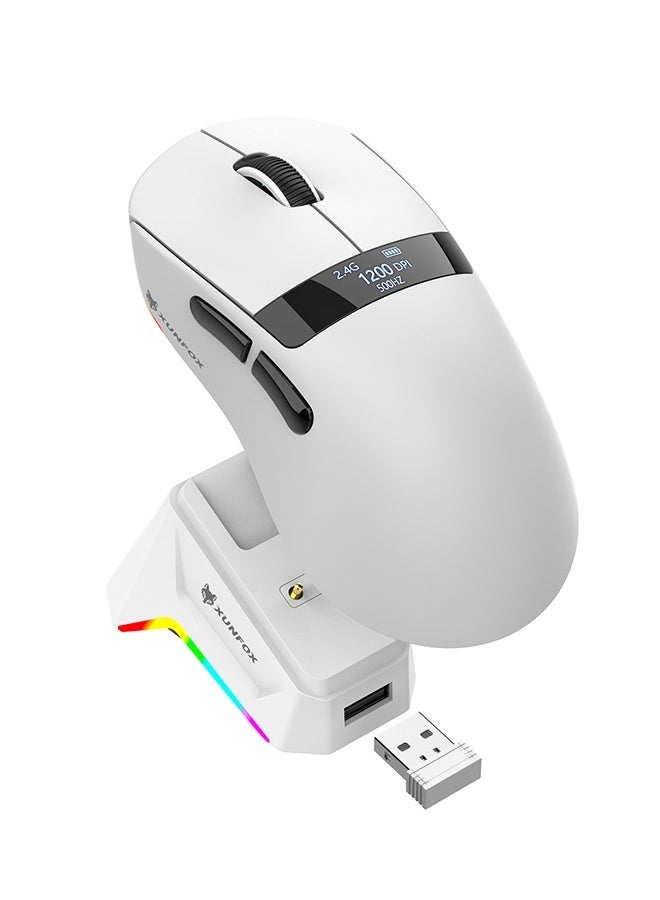 H9 Pro Lightweight Wireless Gaming Mouse with RGB Charging Dock,Tri-Mode-2.4G/USB-C Wired/BT,12K DPI,PAW3311 Optical Sensor with Anti-slip mouse Grip Tape for PC/Laptop/Mac