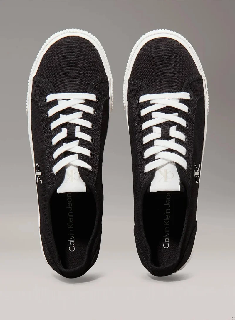 Calvin Klein Jeans Ck Black/Bright White Canvas Low Profile Trainers for Men | Best Price UAE