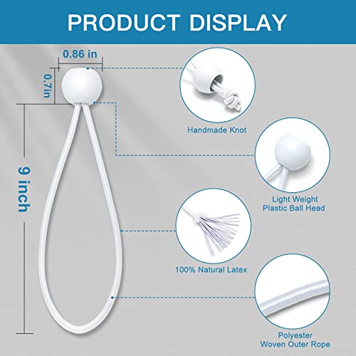 Kinzomor Bungee Balls 9 Inch, 50 PCS White Tarp Bungee with Balls Heavy Duty Tarp Tie Downs for Camping, Shelter, Cargo, Projector Screen, Tent Poles with UV Resistant - Image 2