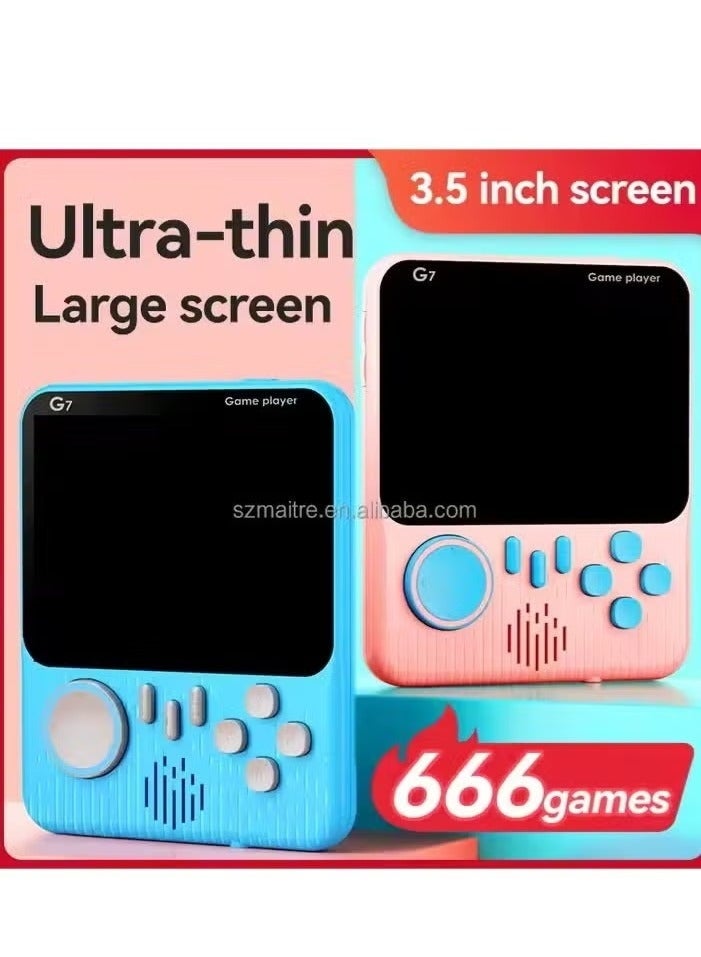 JAJEEK Mini G7 Handheld Game Console with 3.5 Inch Display, Portable Retro Video Game Player Featuring 666 Built-in Classic Games, Compact Pocket Gaming Device, Rechargeable Battery, Lightweight Ergonomic Design for Kids and Adults, Ideal for Travel and Home Entertainment - Image 3