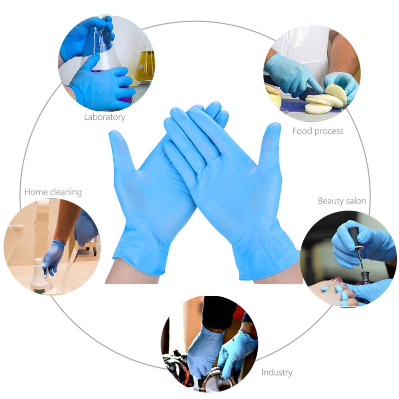 قفازات النيتريل المستهلكة، قفازات اللاتكس المسحوق، قفازات حماية لاستخدام التنظيف المنزلي، مطعم المطعم، خدمات الطعام، المختبر 100 قطعة/صندوق - Image 2