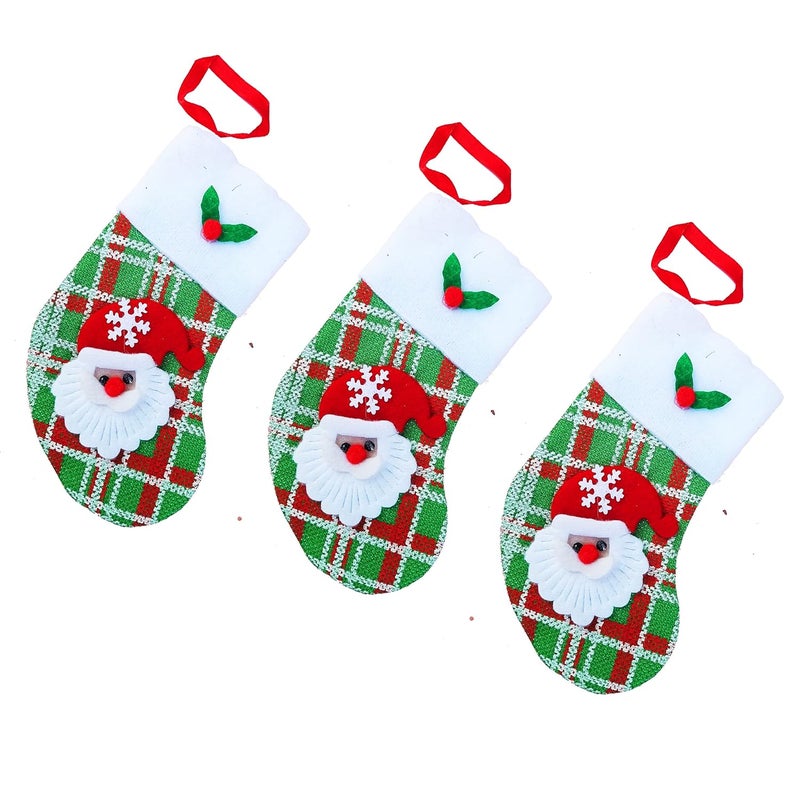 Forty Wings Forty Wings Set of 3 Santa Claus Socks Stocking Tree Hanging Ornaments Baubles Pendent Christmas Xams Decoration and Christmas Craft