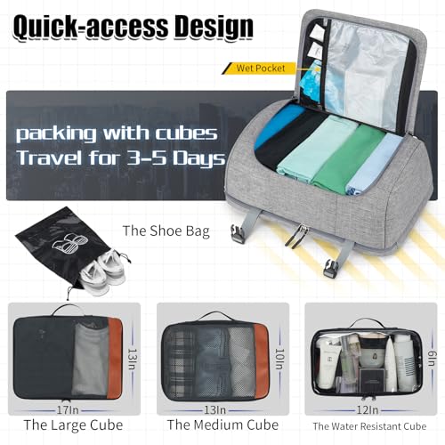 Velaybor 42L Travel Backpack with 4 Packing Cubes TSA Friendly Flight Approved CarryOn Bag WaterResistant Weekender Business Backpack for Men Women Fits 173 Laptop - Image 3
