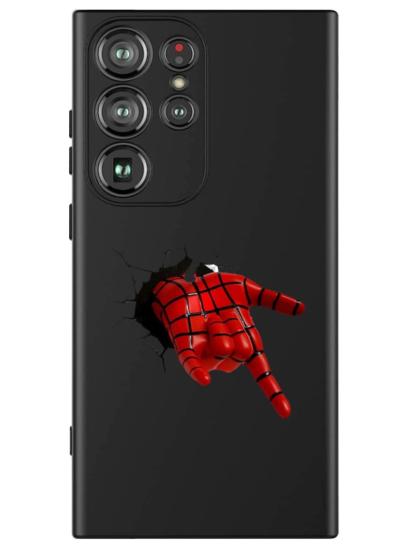 Theodor Protective Slim Fit Case Liquid Silicone Cover with Full Body Protection Anti-Scratch Shockproof Case For Samsung Galaxy S24 Ultra (Black) - Spiderman Hand-01 - Image 1