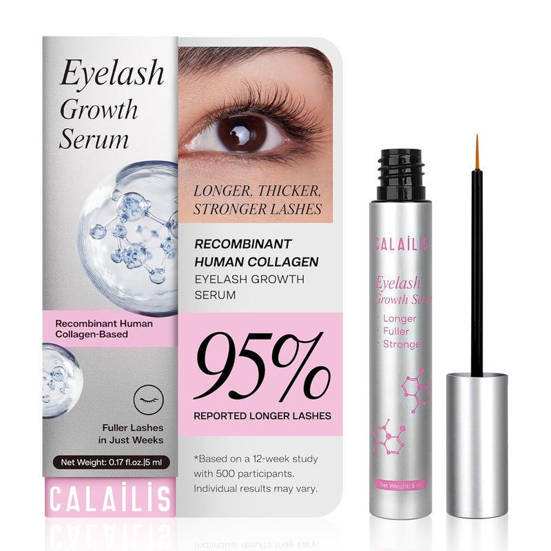 Calailis CALAILIA Eyelash Growth Serum Lash Serum for Eyelash Growth Longer and Thicker Nourishing and Conditioning Lashes Safe and Effective for Sensitive Eyes 6 Month Supply 5ml - Image 1