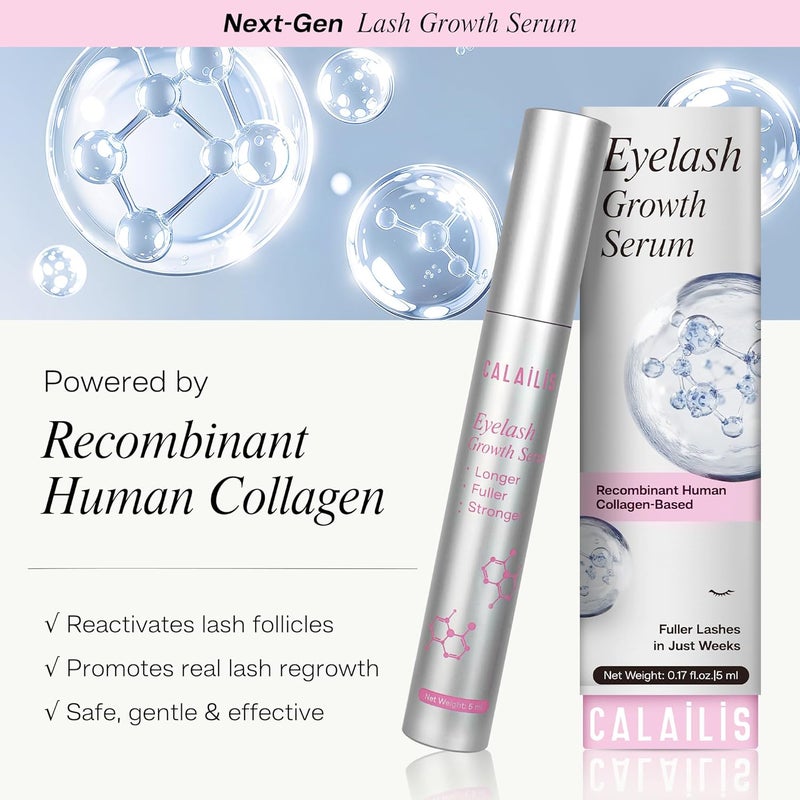 Calailis CALAILIA Eyelash Growth Serum Lash Serum for Eyelash Growth Longer and Thicker Nourishing and Conditioning Lashes Safe and Effective for Sensitive Eyes 6 Month Supply 5ml - Image 2