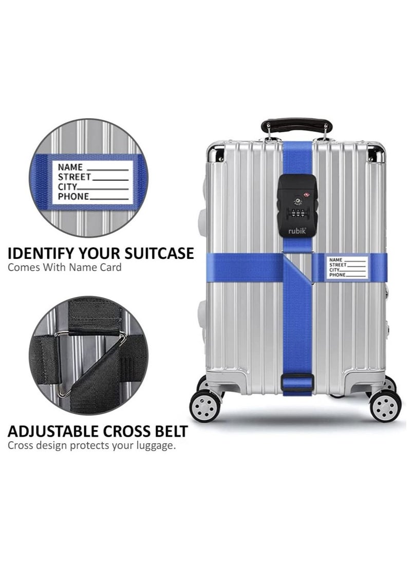 Rubik Luggage Strap with TSA Approved 3 Digit Lock 160 Inch Premium Adjustable Travel Packing Belt for Bag Baggage Suitcase Safety (1 Pack Dark Blue)  - Image 2