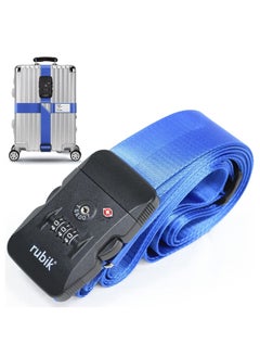 Rubik Luggage Strap with TSA Approved 3 Digit Lock 160 Inch Premium Adjustable Travel Packing Belt for Bag Baggage Suitcase Safety (1 Pack Dark Blue)  - Image 1