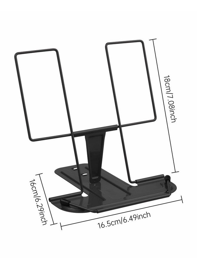 MSDADA Metal Book Stand For Desk, Adjustable Reading Rest Book Holder, Portable Cookbook Documents Holder, Sturdy Typing Stand For Recipes Textbooks Tablet Music Books With Page Clips (Black) - Image 5