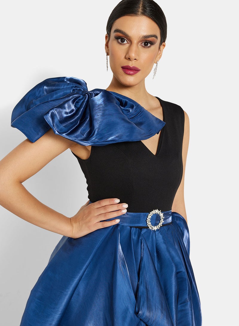 Statement Shoulder Drape Dress