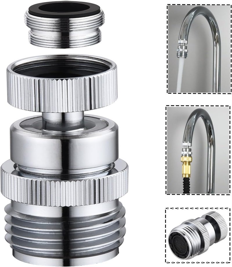 walkinginrain Faucet Adapter with Aerator, Sink Faucet to 3/4" Garden Hose Adapter, Swivel Faucet Adapter Kit, Faucet Adapter to Garden Hose for Kitchen Bathroom - Image 1