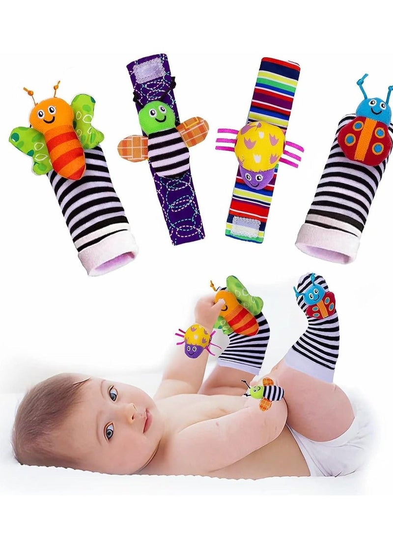 Y&D Wrist Rattles Baby Sock Toys Set Soft Sensory for Babies Cartoon Animal Rattle Foot Early Development Toy Shower Birth Gift Newborn Infant Green and black  - Image 1