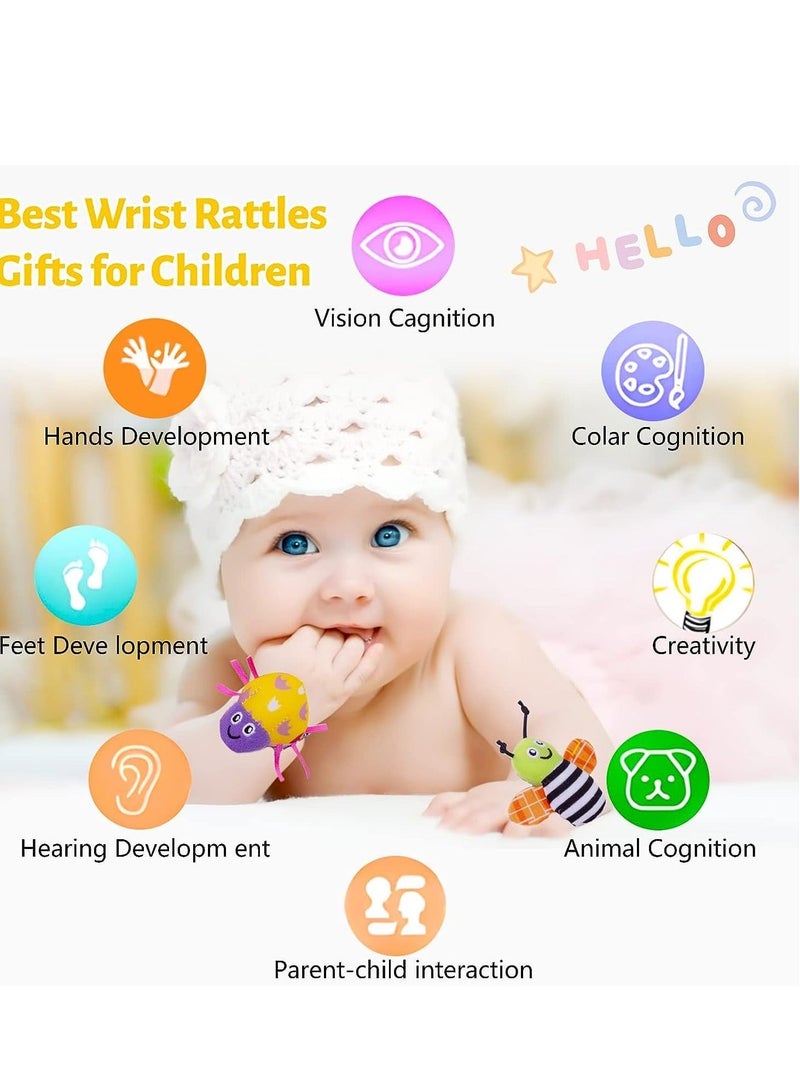 Y&D Wrist Rattles Baby Sock Toys Set Soft Sensory for Babies Cartoon Animal Rattle Foot Early Development Toy Shower Birth Gift Newborn Infant Green and black  - Image 3