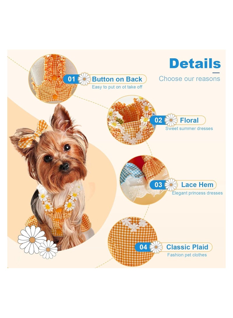 KASTWAVE Dog Dresses for Small Dogs Girl Female Plaid Dog Sundresses Puppy Cat Skirt Doggie Birthday Party Princess Dresses Pet Summer Clothes Apparel Costumes (2 Pieces, M) - Image 5