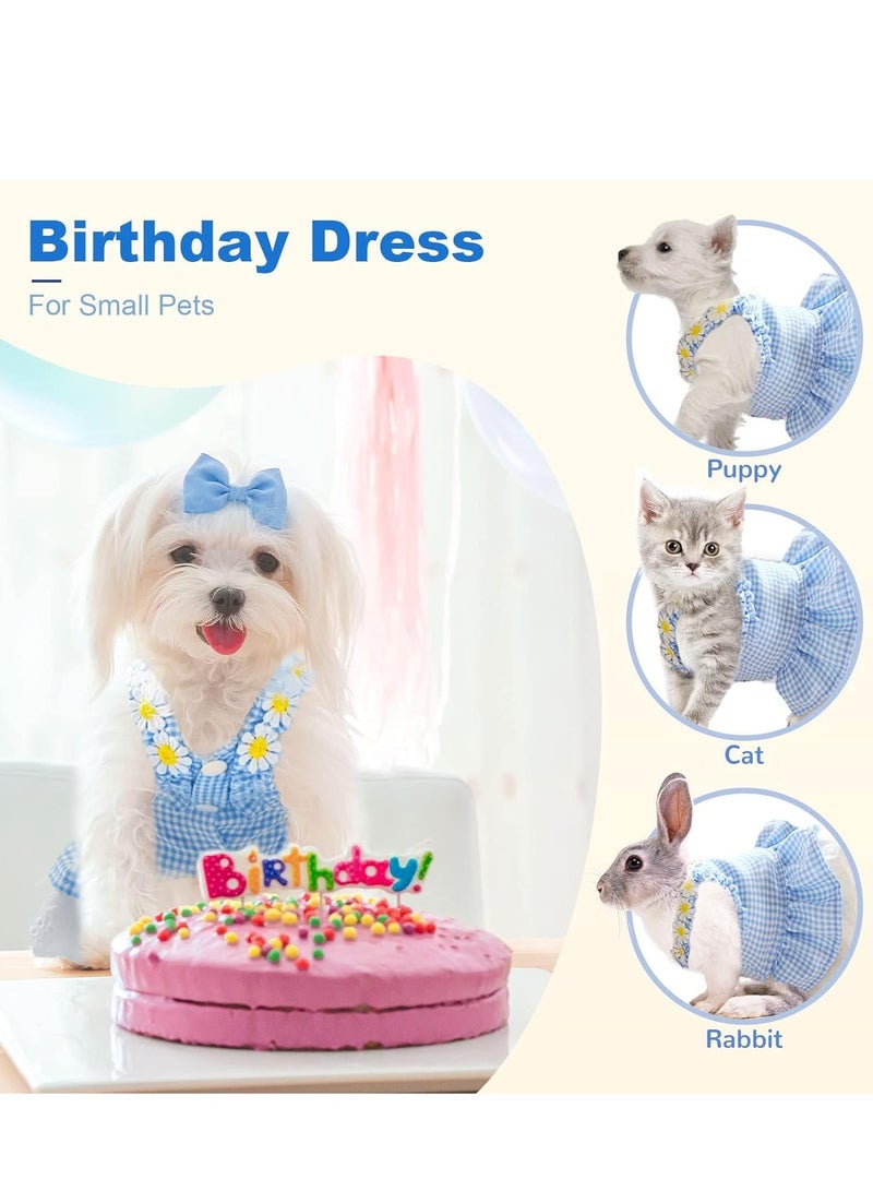 KASTWAVE Dog Dresses for Small Dogs Girl Female Plaid Dog Sundresses Puppy Cat Skirt Doggie Birthday Party Princess Dresses Pet Summer Clothes Apparel Costumes (2 Pieces, M) - Image 3