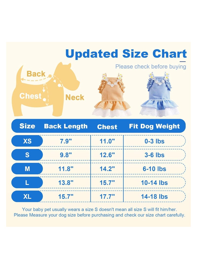 KASTWAVE Dog Dresses for Small Dogs Girl Female Plaid Dog Sundresses Puppy Cat Skirt Doggie Birthday Party Princess Dresses Pet Summer Clothes Apparel Costumes (2 Pieces, M) - Image 2