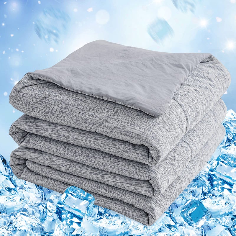 CHOSHOME Cooling Comforter Queen Size Cooling Blanket with QMax 045 ArcChill Cooling Fiber for Hot Sleeper and Night Sweats Cool Soft Thin Breathable Summer Comforter for Bed 90 x 90 Grey
