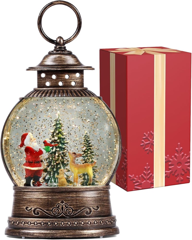 PestiLite Christmas Snow Globes, Lighted Decorations Musical Snow Globes Lantern, Santa Christmas Decoration Indoor Home Décor & Gift, 6H Timer, USB/Battery Operated, - Image 1