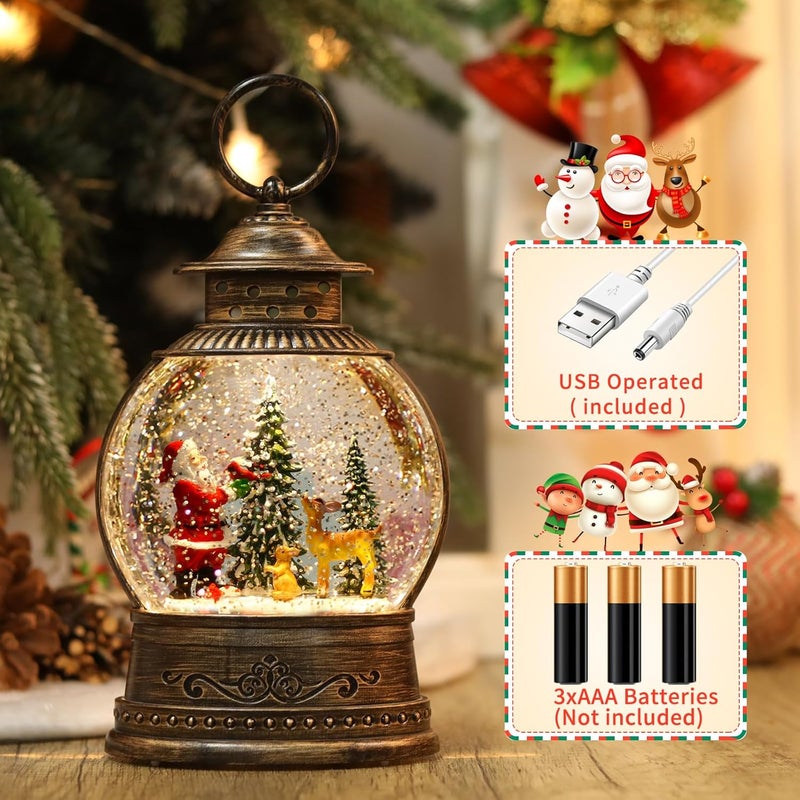 PestiLite Christmas Snow Globes, Lighted Decorations Musical Snow Globes Lantern, Santa Christmas Decoration Indoor Home Décor & Gift, 6H Timer, USB/Battery Operated, - Image 3