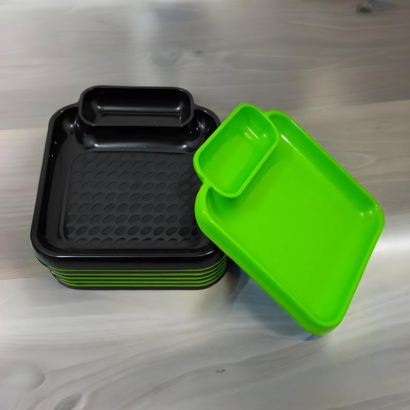 BHOJANWARE Snack Platters in 6 Green & 6 Black Color-Perfect for Kitchen Utensils & Serving Snacks (Size-7.5 Inch/ 19 CM) - Image 1