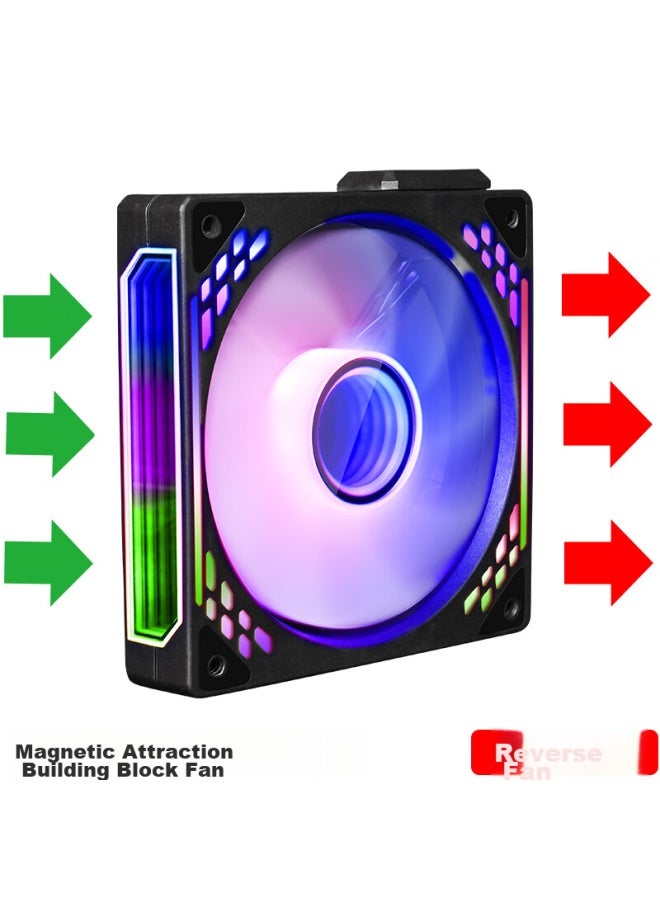 Play Jia Wanjia Tian Magnetic Fan, Black, Single Pack, 12cm, Water Cooling Case Fan, Magnetic Suction, Wireless Splicing, Argb Light Synchronization, Pwm Temperature Control - Image 1