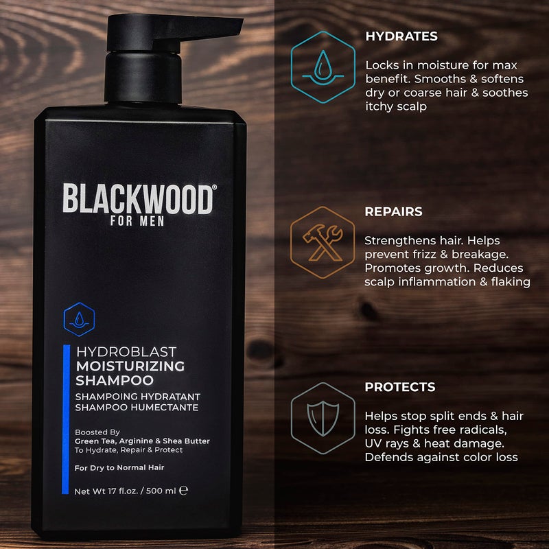 Blackwood For Men Hydroblast Moisturizing Shampoo - Men's Shampoo for Coarse, Dry, & Curly Hair - Infused with Ginseng & Ginger- Natural Vegan Formula -Sulfate Free, Paraben Free & Cruelty Free(17 Oz) - Image 5