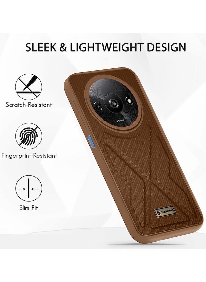 CHAPPELINE - Soft Silicone Fabric Texture Card Holder Case Cover For Xiaomi Redmi A3 4G 2024 Brown - Image 1