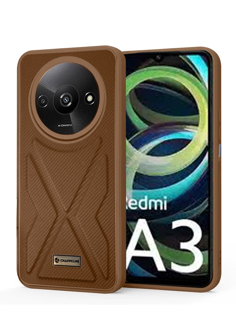 CHAPPELINE - Soft Silicone Fabric Texture Card Holder Case Cover For Xiaomi Redmi A3 4G 2024 Brown - Image 1