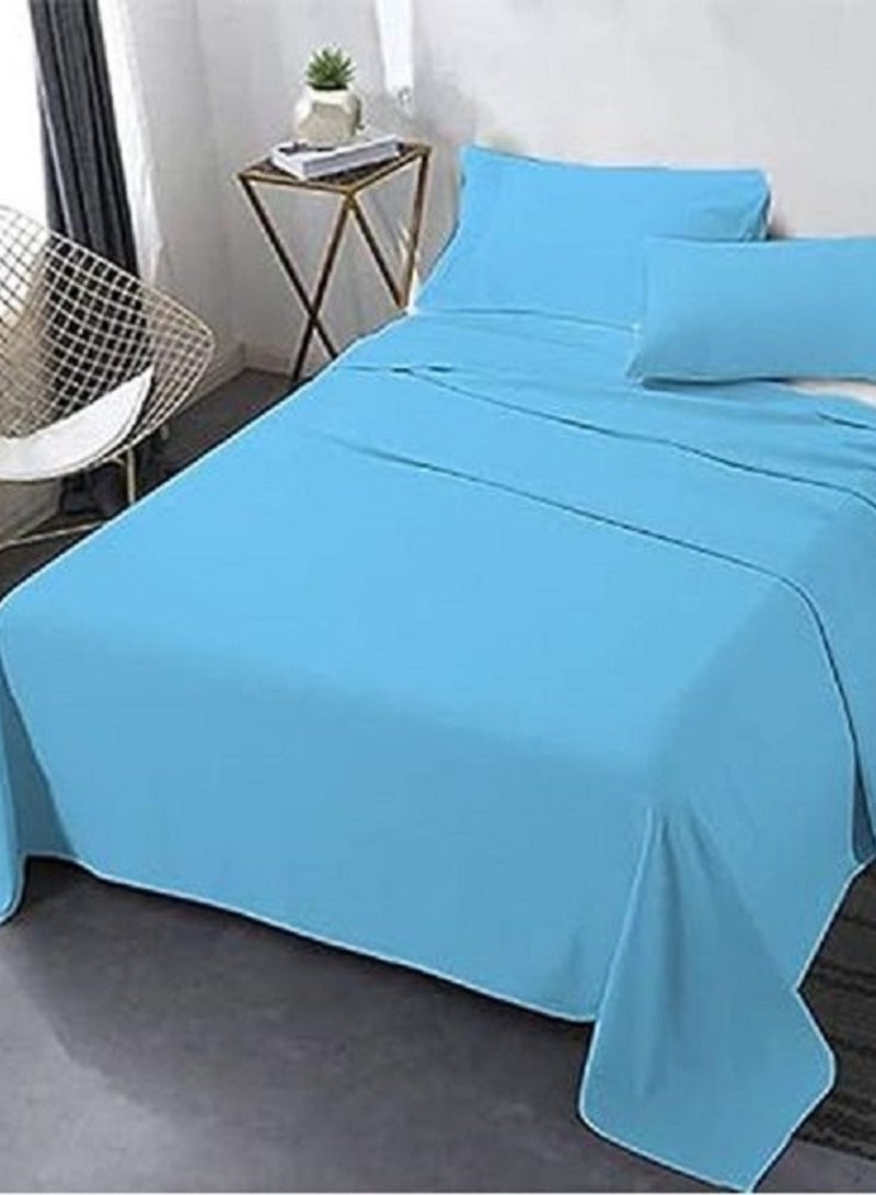 4-piece microfiber sheet set, 180 cm, baby blue