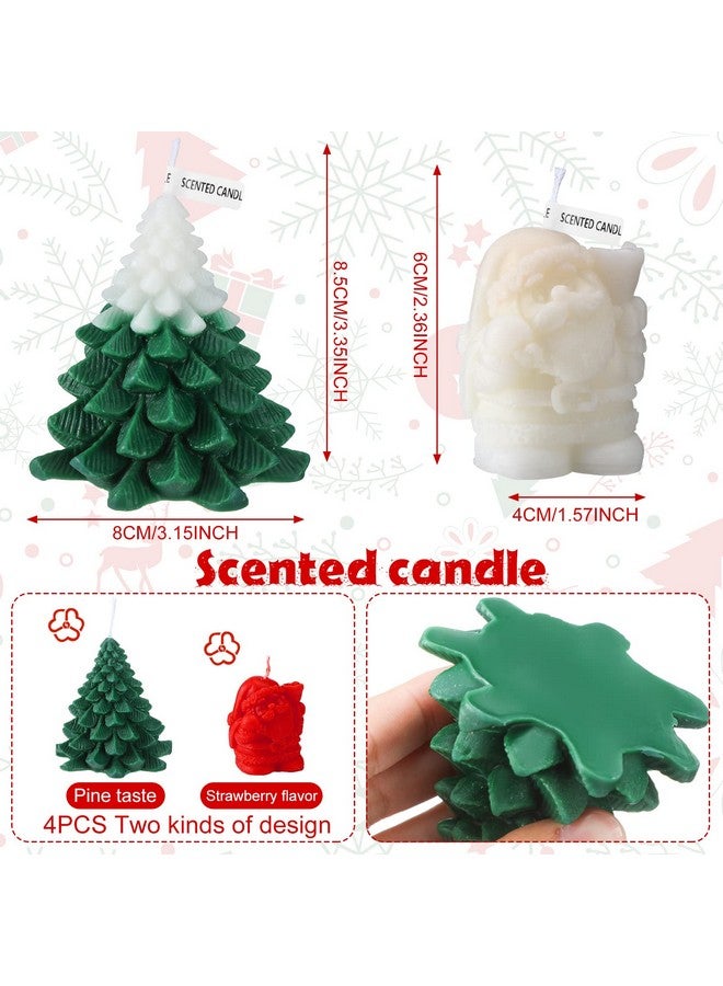 Minatee Minatee 4 Pieces Large Christmas Candles Tree Santa Scented Candles Xmas Tree Shaped Candles Gifts for Home Decor Party Bedroom Room Table Decorations, 2 Style - Image 2