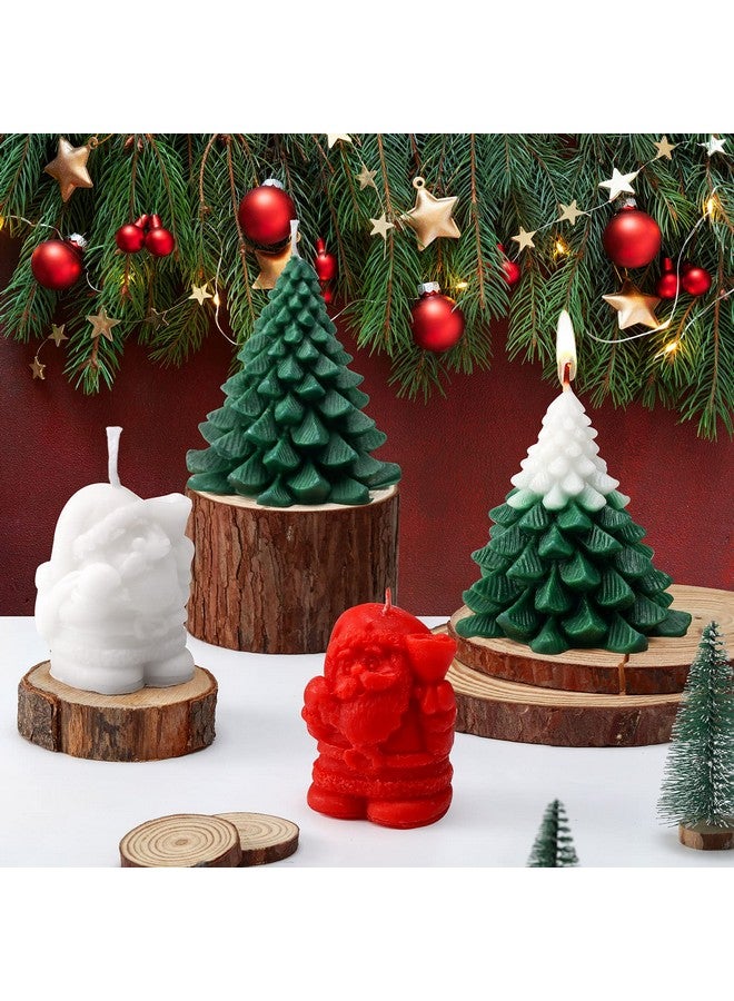 Minatee Minatee 4 Pieces Large Christmas Candles Tree Santa Scented Candles Xmas Tree Shaped Candles Gifts for Home Decor Party Bedroom Room Table Decorations, 2 Style - Image 1